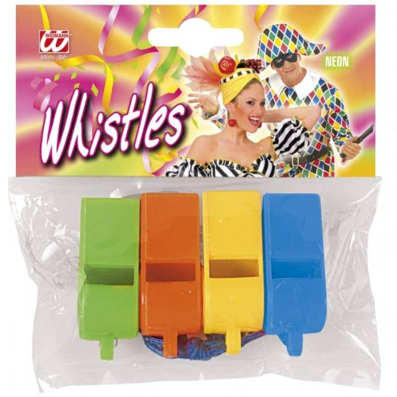 Set of 4 Ass. Whistles in 4 Colors by Widmann