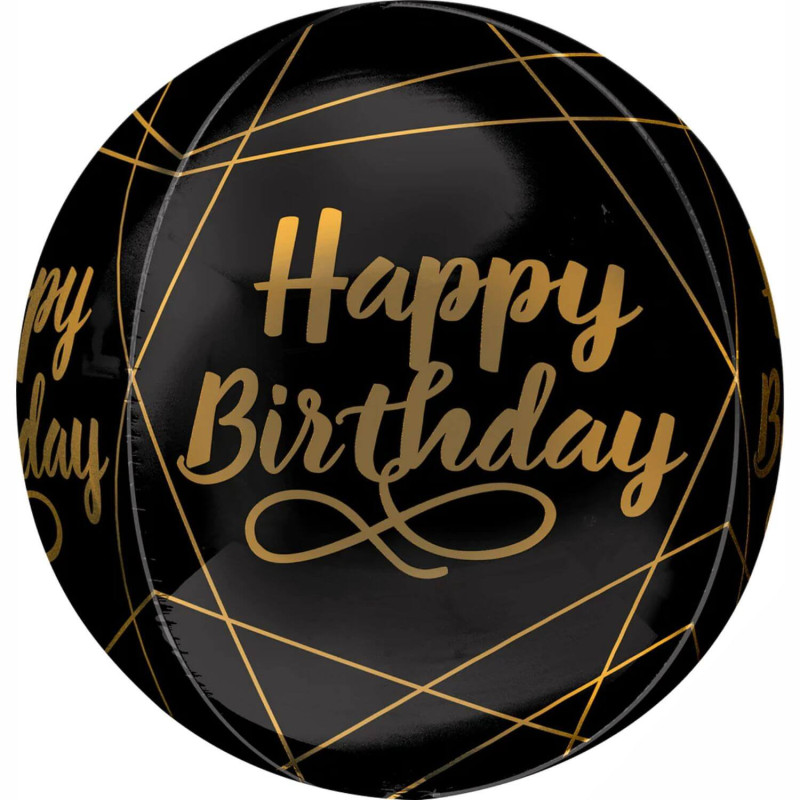 Happy Golden Birthday Orbz Balloons 38x40cm