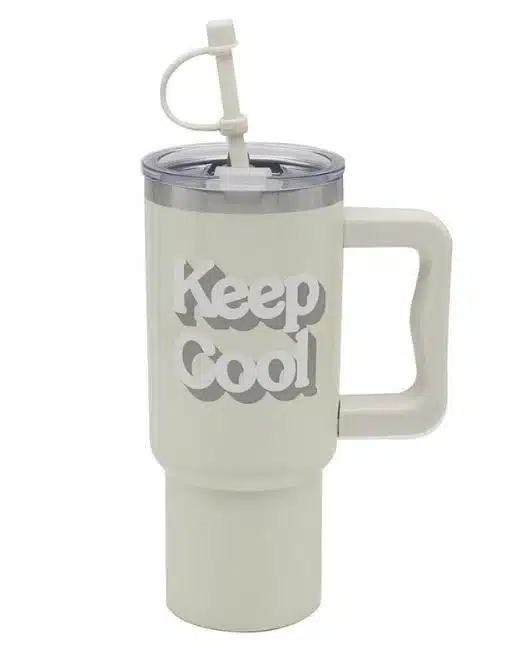 KEEP COOL 700ML STAINLESS STEEL HOT COLD DRINKS TRAVEL CUP MUG WITH HANDLE