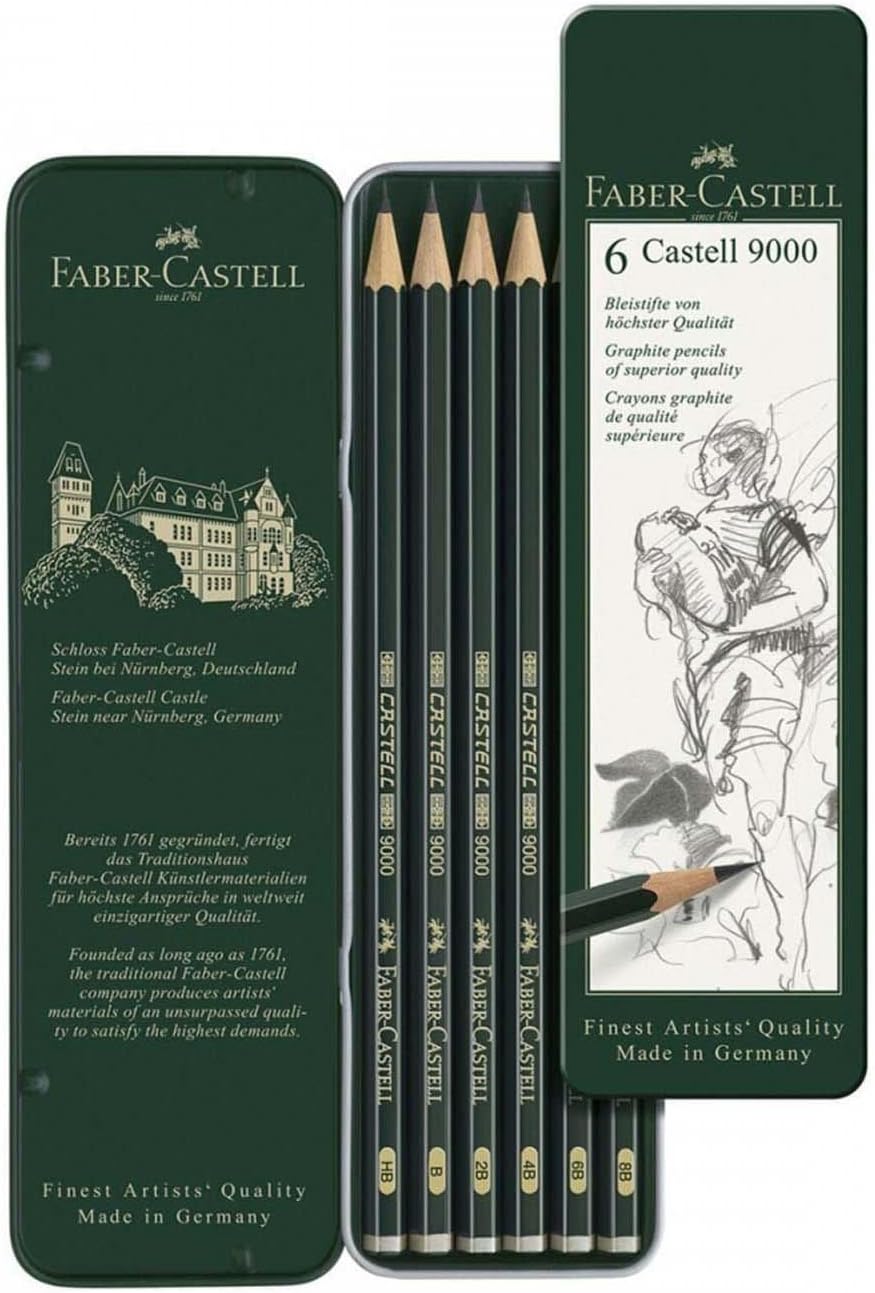 6 Assorted Faber Castell 9000 Pencil