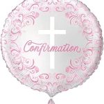 Foil Confirmation Balloon - 45 cm - Pink Holy Cross