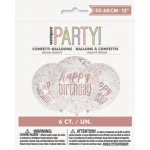 Rose Gold Glitz Happy Birthday 12″ Latex Confetti Balloons 6ct