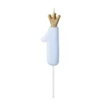 Candle in a crown - number 1 - blue - 9.5cm