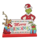 Christmas Grinch Plaque Decoration Ornament MDF - Grinch and Max Merry Grinchmas