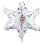 A snowflake-shaped foil balloon, dimensions 64 x 66 cm,